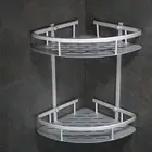 2 TIERS NON RUST BATHROOM CORNER SHELF STORAGE RACK SHOWER ORGANISER STAND LT