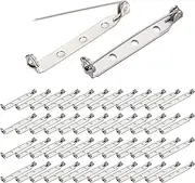 BEADNOVA Bar Pin Back 120pcs Brooch Pin Back 1.5 Inch Clasp Pinbacking Brooch Pinback for Crafts Badge Name Tag DIY Jewelry Making and Craft (120 Pcs, Silver Color)