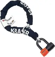 KRASER KR50120L Motorcycle Chain Lock Mini U Approved Padlock Massive Steel Heavy Duty ø0.53in, 3.9ft Long, Loop Ring, Textile Cover, High Security Anti-Theft, Garage Anchor, Scooter Electric Bicycle