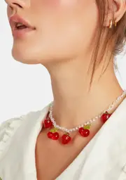 Bitten Cherries Chain Necklace