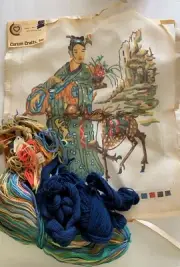Corum Crafts LADY WITH FAWN Needlepoint CANVAS & YARN Geisha DEER Japanese