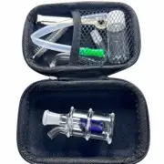 2.5" MINI Glass Bong Smoking Blue Glass Water Pipe Hookah Bubber W/TOOL BOX