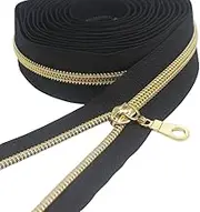 YaHoGa 9m Gold Endless Zip Sold by The Metre Black Zip 6mm Spiral + 25 Nonlock Zippers (Gold Black)