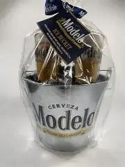 Modelo Cerveza Beer Wrapped Metal Ice Bucket Gift Basket with 2 Cups