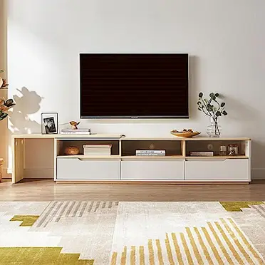 林氏木業現代簡約小戶型可伸縮1.8M電視櫃 CP1M-原木色