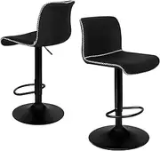 [ALFORDSON] Set of 2 Bar Stool, Swivel Kitchen Barstools, Swivel Seat in Adjustable Height of 59-81cm Home Bar Vintage Counter Dining Chairs, Footrest and Floor Protector Remy Series Black
