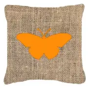 Carolines Treasures BB1050-BL-OR-PW1414 Butterfly Burlap And Orange Fabric De...