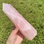1.26kg Natural Rose Quartz Obelisk Point Quartz Crystal Wand Reiki Tower Decor
