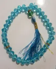 New Blue Large Beads Crystal TASBIH MISBAHA ROSARY WORRY 33 TASBEEH BEADS