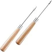 Anneome Diy Sewing Tools 2 Pack Leather Scratch Awls Wooden Handles for Punch Stitching Projects