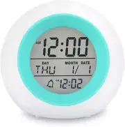 Toota Kids Digital Alarm Clock, 7 Color Night Light, Snooze, Temperature Detect