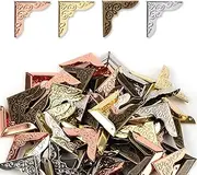 80pcs Metal Book Corner Protectors, Vintage Iron Book Mounting Corner Covers Decorative Paperback Book Edge Protector for Paperbacks Photo Album Notebook Scrapbook Menu File Folder (4 Colors)
