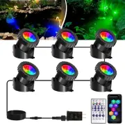 T-SUNUS 6-in-1 Color Changing Underwater Pond Light, IP68 Waterproof LED Foun...