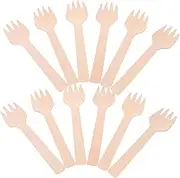 HOLIDYOYO 100Pcs Wooden Forks Tiny Food Forks for Appetizers Desserts and Fruits Natural Cutlery for Restaurants Parties and Everyday Use