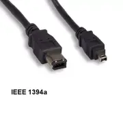 KNTK 3ft IEEE-1394a 6 to 4 Pin Cable Firewire 400Mbps iLINK DV PC Cord Black