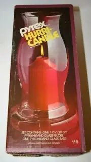 Pyrex Hurricane Candle Holder Hurri-Candle Clear Glass New Original Box Vintage