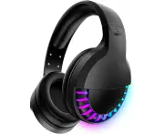 Wireless Bluetooth Headphone with Noise Cancellation HiFi Stereo Sound Mic Deep Bass Protein Earpad Rainbow RGB Backlight Rechageable Black)​