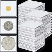 30 Pcs Coin Snap Holder Acrylic Silver Dollar Coin Holder 2 x 2 Inch Half Dollar Capsule Cases for Collectors Sleeves Silver Display Box for Collection Supplies