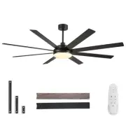 72 Inch Large Ceiling Fans with Lights and Remote, Modern Black Ceiling Fan f...