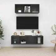 2 Piece TV Cabinet Set Grey Chipboard