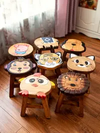 在飛比找樂天市場購物網優惠-異麗實木兒童卡通小板凳創意可愛動物矮凳家用木凳網紅客廳小凳子
