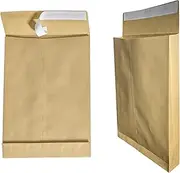 mybuy-24 Folding Envelopes C4 A4 Brown 229 x 324 mm 4 cm Fold Standing Base Self-Adhesive with Peel-Off Strips 130 g/m² Pack of 50