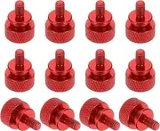 uxcell 12 Pcs M4x8mm Knurled Thumb Screw Computer Case Threaded Hand Tighten Screws Aluminum Alloy for PC Case, Red