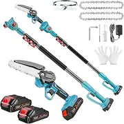 Mini Chainsaw Cordless, 6 Inch Handheld Electric Power Chainsaw with 2PCS Batteries, One-Hand Operated Portable Chain Saw for Wood Cutting, Courtyard, Household, and Garden