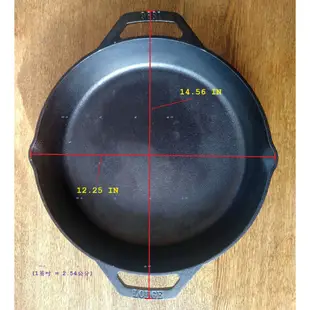 美國原裝全新品現貨LODGE 12" Pre-Seasoned Skillet 12吋雙柄鑄鐵鍋 平底鍋-L10SKL