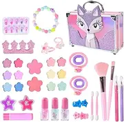 Girls Makeup Set, Washable Makeup Set, Princess Cosmetic Playset for Girls, Educational Toddler Facial Make Up Pretend Toys