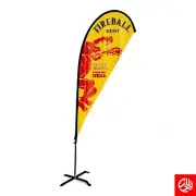Fireball Whiskey 11ft Double Sided Custom Teardrop Advertising Flag Kit with Ban