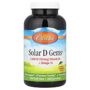 Carlson, Solar D Gems® , Vitamin D3 + Omega-3s, Natural Lemon, 360 Soft Gels