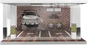 Simulation Scene Model 1/24 Scale Lighting Parking Lot Assembly Toy Simulation Garage Dust Cover DIY Scene Car Model Display Collection Simulation Parking lot Mode(B)