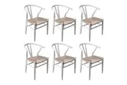 Set of 6 Levede Hans Wegner Chairs White