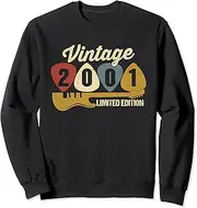 [X.Style] Vintage 2001 Birthday Retro Guitar 21st Birthday Party Sweatshirt ds1785 Sweater (XL) Black