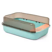 Paws For Life Semi Enclosed Cat Litter Box Blue