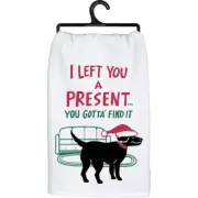 Left You A Present Dog Christmas Towel | Primitives by Kathy