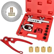 MuHize 25 Ft 3/16 Zinc Coated Alloy Brake Line Kit - 16 Fittings, 4 Unions, Tool Kit with Flaring, Bending, Cutting Tools - Red