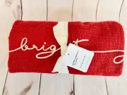 Pottery Barn Christmas Holiday Sentiment Organic Cotton Table Throw