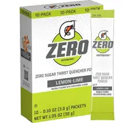 Lemon Lime Gatorade Zero Sports Drink Powder Sugar Free 10 Servings