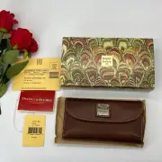 NEW Dooney & Bourke Clutch Checkbook Wallet Amber Brown
