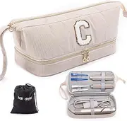 Initial Personalized Hair Dryer Case,Double-Layer Hair Tools Travel Carrying Case for Shark FlexStyle/SmoothStyle with Hair Dryer Bag - Hair Air Wrap Dryer Case Flat Curling Iron Travel Organizer