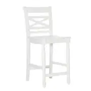 Linon Asher 24.25" Wood Farmhouse Counter Stool with X Back Plank Seat in White