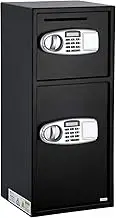 Ul Tech 80 x 35 31cm Electronic Safe Digital Security Box, Safes Locker Lockable Storage Boxes Cash Money Hidden Wall-mouted Cabinet for Home Office, Double Doors Led Display Smart Alarm Black