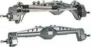 Car Front Rear Axle Set Upgrade Parts for Cap&ra 1/10 RC Crawler Upgrade Aluminum Constant Velocity Driveshaft Offset Portal Axles Bridge Shaft Complete Set(Gray Axle F-R)
