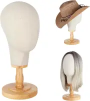 Daizysight Canvas Wig Stand Mannequin Head for Hat Display, 21" Neutral Canva...