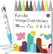 Vintage Liquid Chalk Markers for Chalkboard Signs, Blackboard, Window, Label, Bistro, Glass, Car - 10 Pack, 1mm
