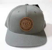 RVCA Men's Standard Issue 6-Panel Flat Bill Snapback Hat CD4 Smoke OSFM NWT