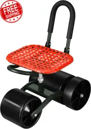 Gardening Work Stool, Garden Roller Seat with Wheels Height Adjustable Folding 3