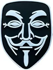 Ysmzzmsy 1 PCS Mask PVC Rubber Morale Patch with Hook Backing ，Funny Tactical 3D Patch for Backpacks，Army Vests, Hats, and Helmets - Cool PVC Rubber Patch Boosts Moral (White with night glow)